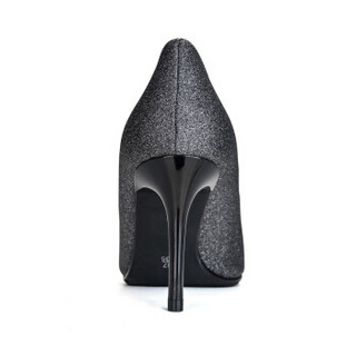 le saunda 莱尔斯丹 时尚优雅性感尖头套脚跟高跟女单鞋 LS 9T79901 深灰色 36