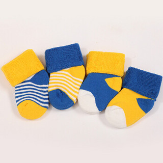 馨颂 婴儿袜子宝宝短筒袜新生儿袜子四双装 R025F3 黄色 16-18(L)(1-3岁)