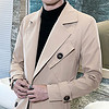 Miiow 猫人 男士休闲时尚翻领纯色中长款大衣外套 305A-F802