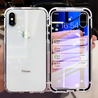 莫凡 苹果XSMax手机壳抖音同款网红万磁王iphoneXSmax新款全包防摔潮牌i苹果iphone玻璃壳 透明白色