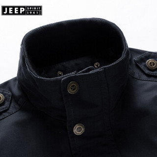 JEEPSPIRIT吉普 2019春秋季新品 型男式夹克 男款大码夹克外套  RSC1671黑色 3XL