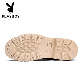 PLAYBOY 花花公子 英伦时尚休闲马丁靴子男高帮百搭 DA75219-1 深蓝-加绒 39