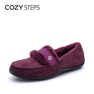 COZY STEPS 澳洲羊皮毛一体时尚保暖休闲豆豆鞋6D010 葡萄紫色 36