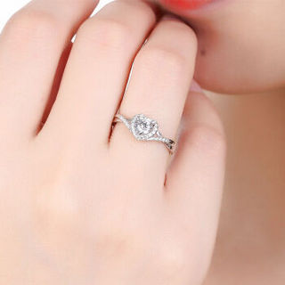 鸣钻国际 钻戒女 PT950铂金白金钻石戒指结婚求婚订婚女戒 情侣钻石对戒女款  心爱 共约52分