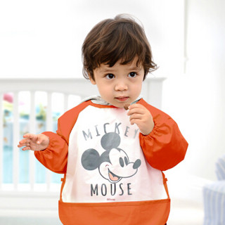 迪士尼(Disney)婴儿反穿衣 宝宝吃饭罩衣儿童围兜幼儿防水画画衣砖红米奇90码835