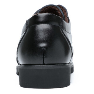 波图蕾斯(Poitulas)男士商务休闲加绒棉保暖正装皮鞋耐磨系带低帮棉靴子 2096 黑色(加绒) 43