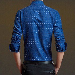 金盾（KIN DON）长袖衬衫 新款男士时尚休闲尖领纯色长袖衬衫222-CS612藏青色2XL