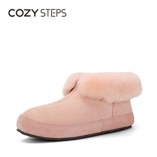 COZY STEPS 时尚羊皮毛一体休闲平底保暖短筒家居鞋7D812 粉色 39
