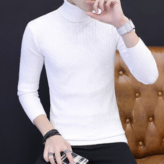 金盾（KIN DON）针织衫 新款男士时尚修身可翻高领毛衣针织衫1109-M818白色L