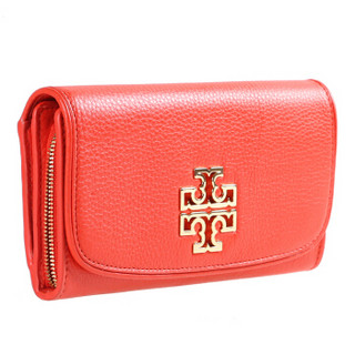 TORY BURCH 汤丽柏琦 奢侈品 TB女包 橘红色牛皮长款钱包卡包 43496  614橘红色