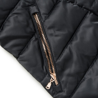 EA7 EMPORIO ARMANI 阿玛尼奢侈品女士立领绗缝斜襟拉链棉外套 6ZTB10-TN05Z BLACK-1200 S