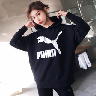 PUMA 彪马 女子 帽衫 套头衫 CLASSICS LOGO T7 针织卫衣 579056 51黑色L码