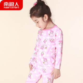 南极人儿童睡衣男童春夏季纯棉薄款中大童女孩长袖小孩空调服家居服套装N123T80122 莱卡棉女童草莓兔 150