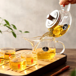 泰和盛 泰和盛耐热高硼硅玻璃茶具茶壶套装一壶6小杯一公道杯一茶盘THH-TP1802