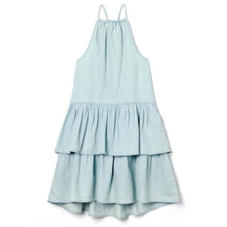 Gap旗舰店 童装女孩棉质天丝吊带分层式牛仔连衣裙 306893 中度靛蓝 150cm(XL)