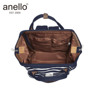 日本anello 离家出走棉质运动款金属支架双肩背包B0911A深蓝条纹