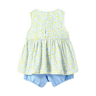 全棉时代 婴儿针织假两件无袖连体衣59/44(建议0-3个月)黄色小花  1件装
