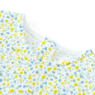 全棉时代 婴儿针织假两件无袖连体衣59/44(建议0-3个月)黄色小花  1件装