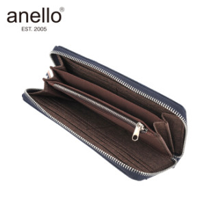 日本anello 日本潮流时尚圆弧拉链长款钱包D0691 藏蓝色