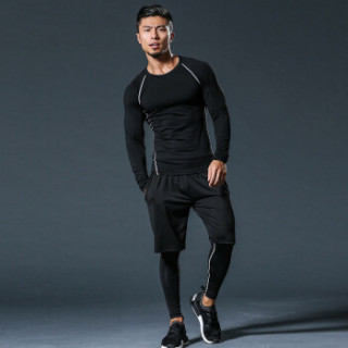 FANDIMU 范迪慕 运动套装男夏秋外套四件套运动篮球服跑步速干衣综合训练健身服 FNZ9006 灰色 M