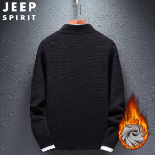 吉普 JEEP 针织衫男 2018年秋季纯色套头半高领打底衫青中年修身毛衣 XH181213JEEP 加绒-卡其 L