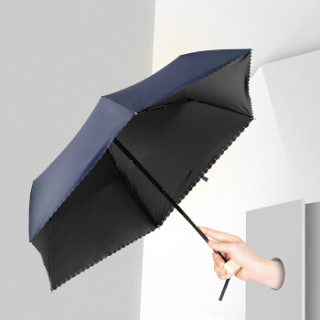 名创优品(MINISO)雨伞自营男女士太阳折叠遮阳欧式晴雨防紫外线大防晒五折迷你两用学生超轻藏青色双人户外