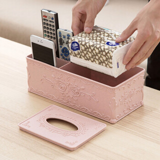 优鹉 创意桌面纸巾盒客厅茶几收纳盒纸巾盒办公室塑料抽纸盒 淡红色