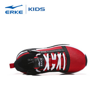 鸿星尔克（ERKE）童鞋男童跑鞋儿童运动鞋中大童舒适绑带慢跑鞋 63119120083 大红/正白 33码