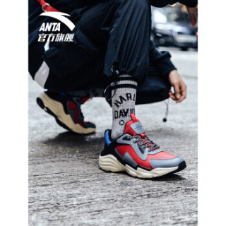 ANTA 安踏 男老爹鞋时尚潮流革面流休闲鞋 91848869 冷灰/大学红/燕麦白 9.5(男43)