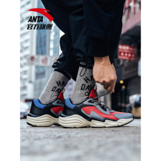 ANTA 安踏 男老爹鞋时尚潮流革面流休闲鞋 91848869 冷灰/大学红/燕麦白 9.5(男43)