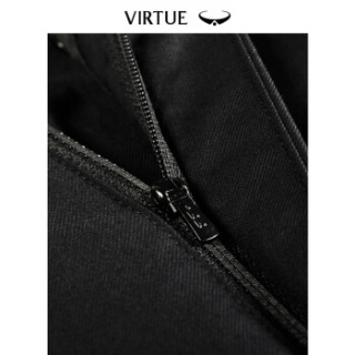 Virtue富绅精梳100%羊毛西裤男士2019春季新品单褶宽松商务休闲正装长裤YKM70243001 黑色 94