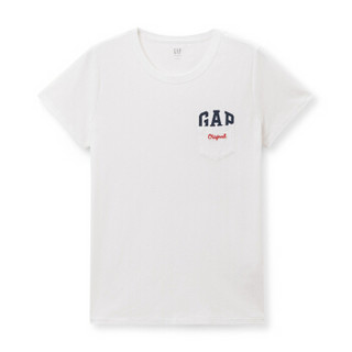 Gap旗舰店 女装 夏季短袖T恤打底衫 2018新款女士圆领内搭logo上衣 452746 白颜色 170/100A(L)
