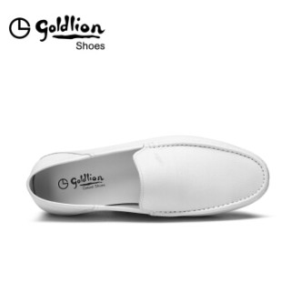 goldlion 金利来 男士都市商务休闲英伦时尚舒适皮鞋 50291021721A -米白色-40码