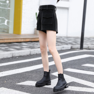 sustory sustory 女装 2019春季新款韩版短裤女休闲宽松高腰阔腿裤加厚裤子 SUYH157 黑色 XL