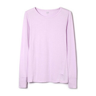 Gap旗舰店 女装莫代尔打底衫T恤351655  秋冬装纯色长袖上衣 粉紫色 L