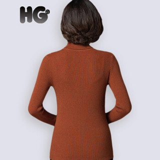 HG冬季新款高领毛衣女韩版修身加厚保暖提花纹打底衫百搭 黑色 165/88A/L