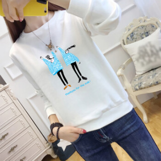 LAXJOY 朗悦 圆领常规款长袖女士T恤 LWTC191363 白色 M