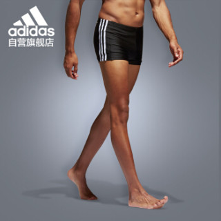 阿迪达斯 adidas 泳裤 男高弹舒适平角泳装 速干不贴身男士游泳裤抗氯 BQ0631 经典款 S