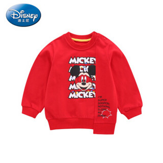 迪士尼 Disney 自营童装男童中小童针织圆领卫衣外套2019春夏新款 DA9166A7E05 大红 100