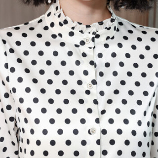 奥豚 AOTUN 真丝衬衣女2019春新款长袖气质显瘦桑蚕丝打底衬衫上衣AS-C21 白色 M