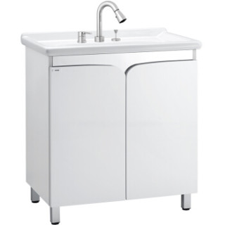 摩恩(MOEN)三孔冰晶白800MM柜体+梳妆镜+89121 浴室柜洗脸盆浴室梳妆镜柜组合套装 配抽拉龙头