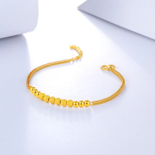 周六福 珠宝女款999足金光珠转运珠黄金手链 计价 AA072321 约6.56g 16+2cm