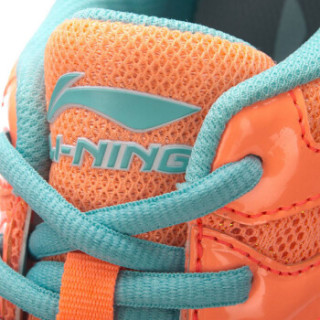 LI-NING 李宁 羽毛球系列女子羽毛球训练鞋 AYTN042 荧光浅橙/水池蓝 38码