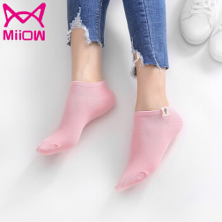 猫人(MiiOW)女士船袜女春夏季棉质简约纯色隐形袜休闲运动短袜子女袜 混色5双 均码