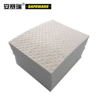 安赛瑞 39676 经济型片装吸油棉(100片装)白色吸油专用吸附棉 工业吸油棉 泄漏应急吸油棉片