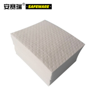 安赛瑞 39676 经济型片装吸油棉(100片装)白色吸油专用吸附棉 工业吸油棉 泄漏应急吸油棉片