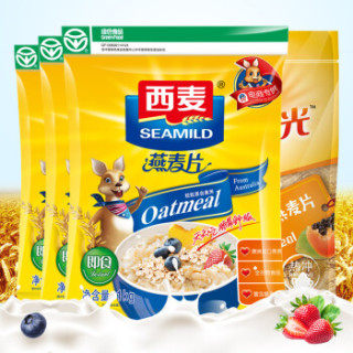 西麦 即食 纯燕麦片超值袋装1000g*3+水果颗粒燕麦片450g 营养早餐 纤维冲饮 非油炸非膨化
