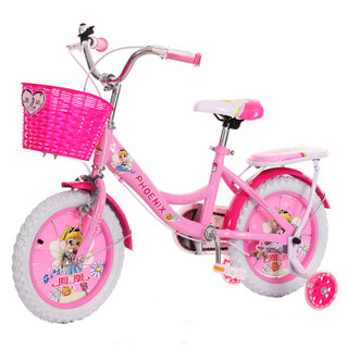凤凰儿童自行车 单车女孩童车宝宝脚踏车山地车 3岁-8岁16寸