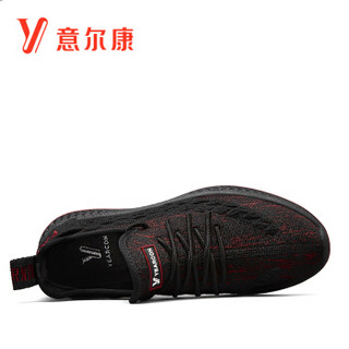 YEARCON 意尔康 男士运动休闲网面韩版潮流黑椰子鞋男 9112ZX97325W 红色 43