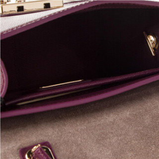 FURLA 芙拉 METROPOLIS系列 SS19 CRUISE 女士 牛皮剖层革 酒红色 迷你 手提斜挎单肩小方包链条包993827